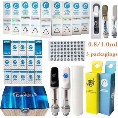 OEM Flat Tip Vape Cartridges 1ml 0.8ml Ceramic Coil Cartridge 1.2ohm-1.4ohm